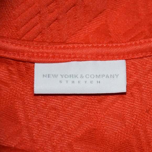 New York & Company Orange Embossed Fabric Fit and Flare Sleeveless Dress - Picture 7 of 9